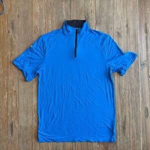 Men's Kastel Denmark Short Sleeve Blue Quarter-Zip Shirt Size XL